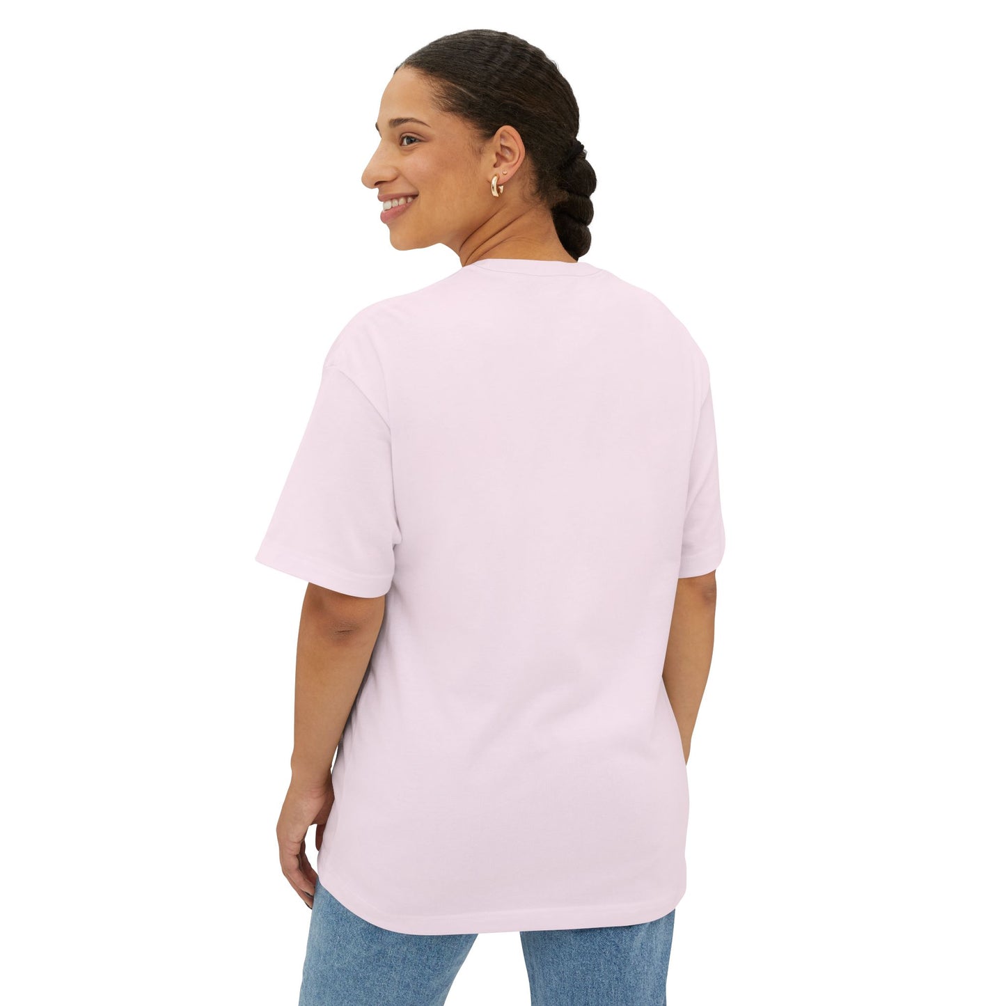 Boxy Tee — Lone Figure in Deep Purple top Graphic with "no more mr. nice guy" Text